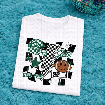 Jets Checkered Adult Tee